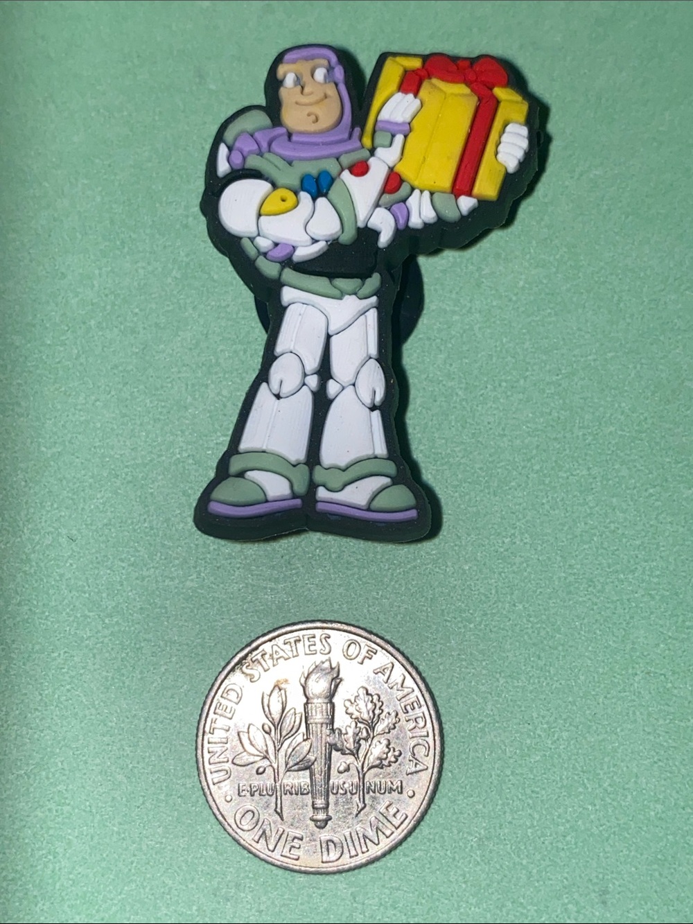 (10 for $15) Toy Story Buzz Lightyear Holding a present Croc Shoe Charms